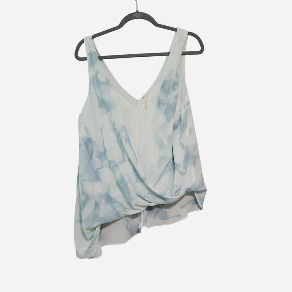 Free People Sea Wrap Asymmetrical Tie-Dye Tank - Ocean Blue colorway Boho Beach